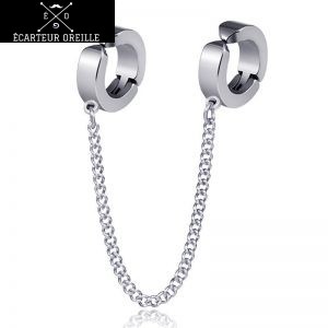 Boucle d'oreille clip pendante à chaine