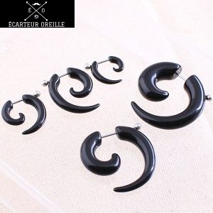 Boucle d'oreille faux écarteur spirale