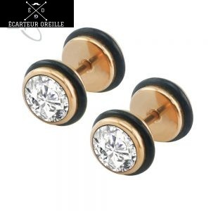 Boucle d'oreille façon écarteur or rose