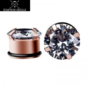 Écarteurs D'oreille Coniques Avec Bouchon En Verre Noir - Tailles De 1,6 Mm à 16 Mm - 10