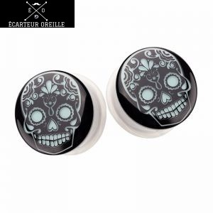 Ecarteur oreille fluo tête de mort