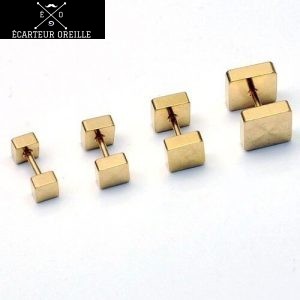 Faux plug acier chirurgical carré doré