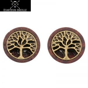 Faux écarteur plug en bois arbre de vie