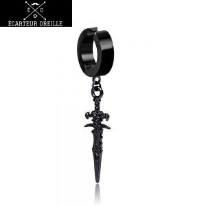 Faux plug oreille noir épée