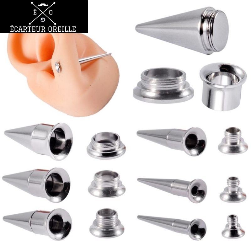 Écarteur Oreille Cône 2mm-10mm Acier Inoxydable – Plug Tunnel Lobe 2 Pièces – Unisexe, Pour Piercing