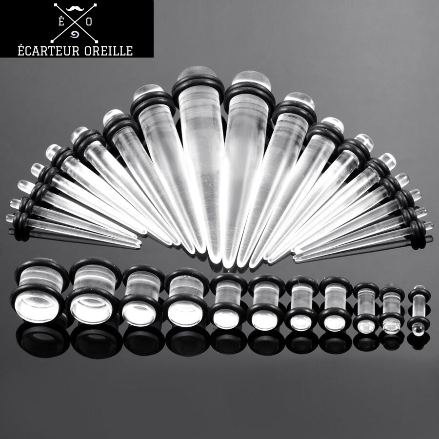 lot d'ecarteur oreille transparent