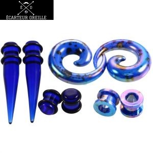 Lot écarteur oreille bleu