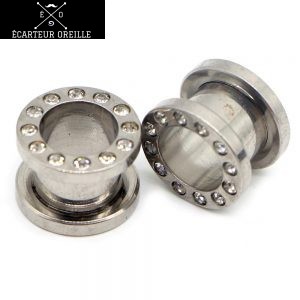2mm mini plug argenté et strass