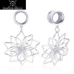 Bijou écarteur fleur argenté