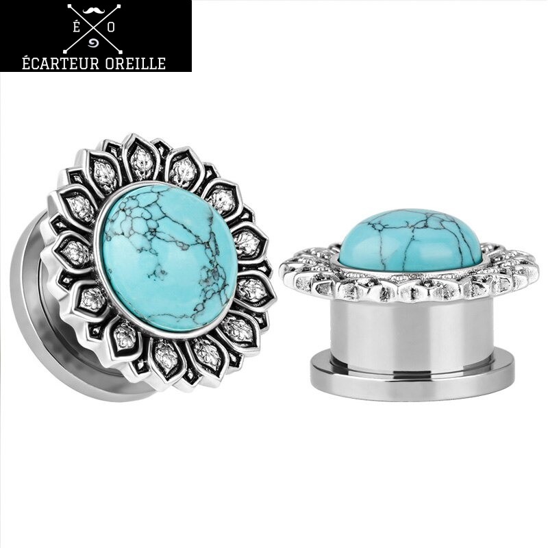 Tunnels D’Oreille Acier Inox – Plug Écarteur 8mm à 25mm – Tête De Mort Punk – Pour Homme & Femme – 2 Pièces