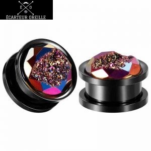 Plug écarteur 16mm multicolore pailleté