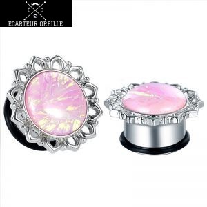Ecarteur oreille pour femme fleur rose