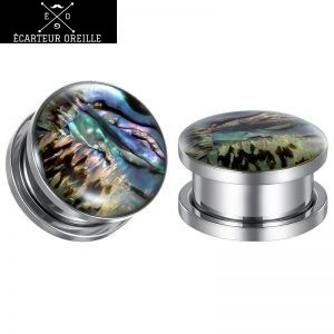 Plug oreille 6mm en cristal opale