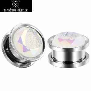 Plug oreille fille argent brillant