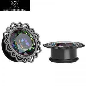 Ecarteur oreille noir contour rosace