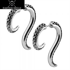 Faux écarteur spirale tige noir/argent