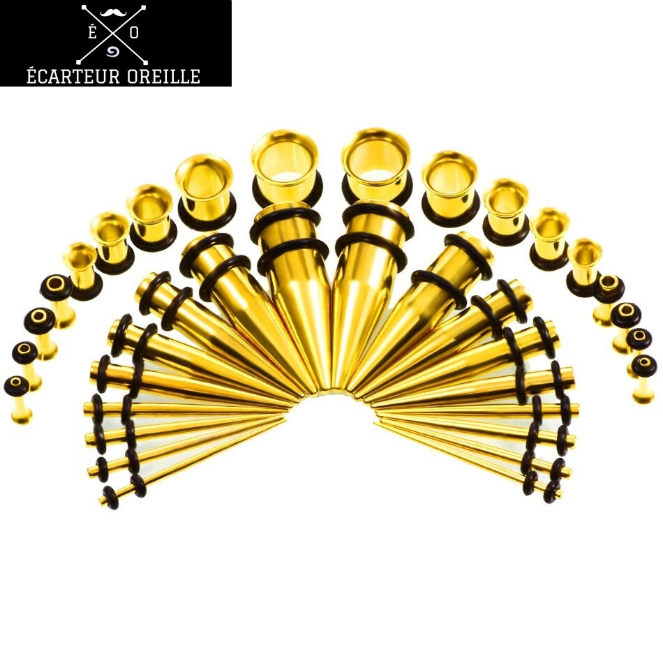 Écarteur D'oreille En Acier Chirurgical Avec Zircon - Double évasé - Tailles 0g à 1 Pouce - Idéal Pour Stretching Et Style Unique