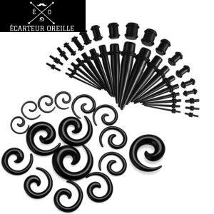 Kit écarteur oreille pas cher clou et spirale x54