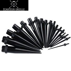 Kit écarteur oreille x18 acrylique noir